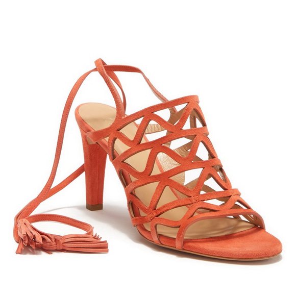 NEW Chloe Kendal Tassle Caged Trim Suede Sandals - Picture 1 of 16